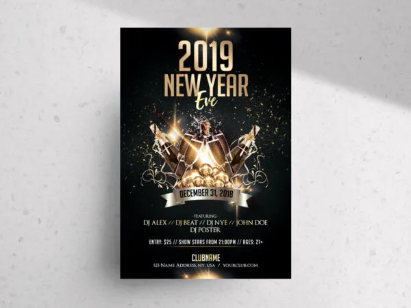 Sparkly Luxury New Years Eve Flyer Template 1