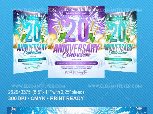 Sparkly Modern Anniversary Flyer Template and Facebook Cover 1