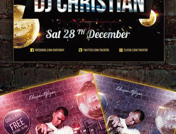 Sparkly Modern DJ Club Party Flyer Template 1