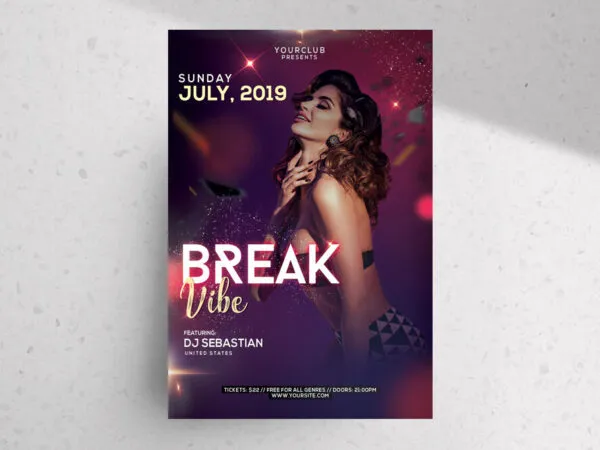 Sparkly Modern Music Event Flyer Template 1