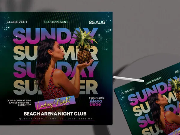 Sparkly Modern Summer Night Flyer and Instagram Template 1