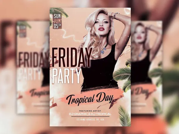 Sparkly Tropical Party Flyer Template 1