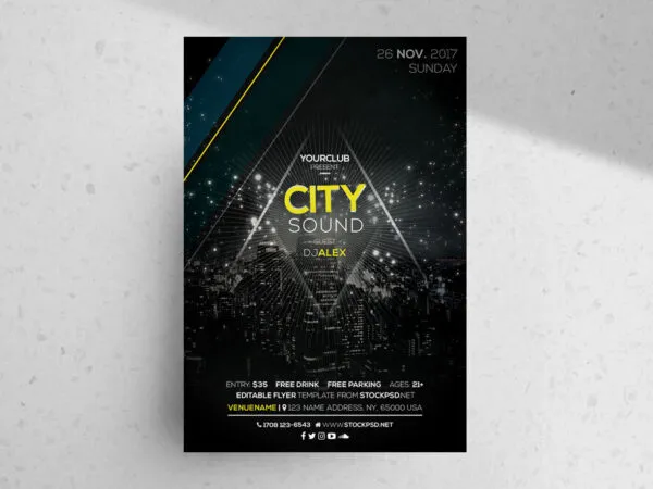 Sparkly Urban Music Event Flyer Template 1