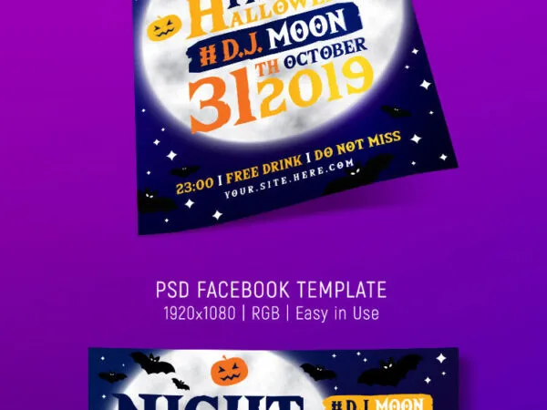 Sparky Halloween Party Flyer and Facebook Cover Template 1