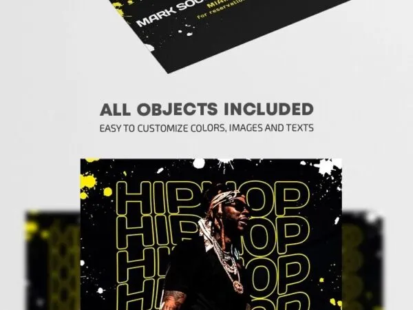 Splash Back and Yellow Hip Hop Party Flyer Template 1