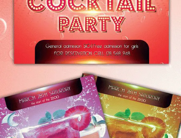Splash Colorful Cocktail Party Flyer Template 1