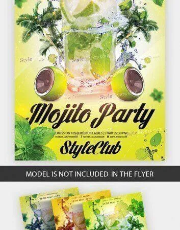 Splash Green Mojito Party Flyer Template 1