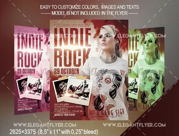 Splash Red Indie Rock Flyer and Facebook Cover Template 1