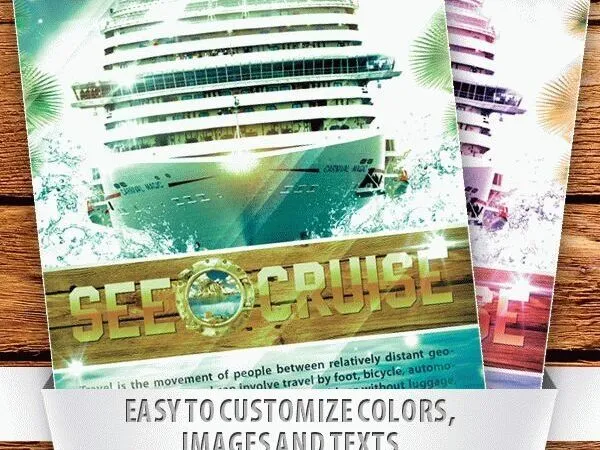 Splash Tropical Border Cruise Party Flyer Template 1