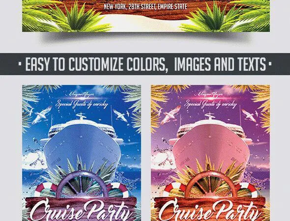 Splash Tropical Cruise Party Flyer Template and Facebook Cover 1
