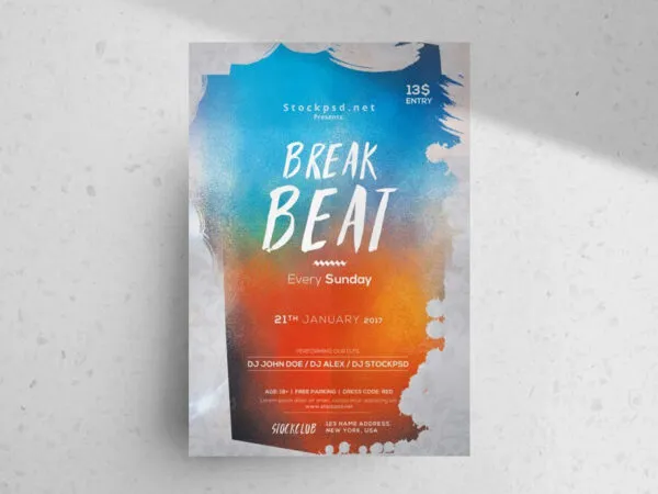 Splash Watercolor Club Party Flyer Template 1