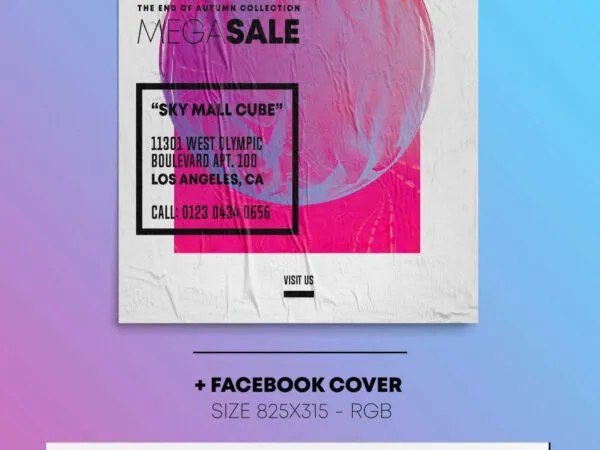 Splash Weekend Sale Flyer with Facebook Cover Template 1