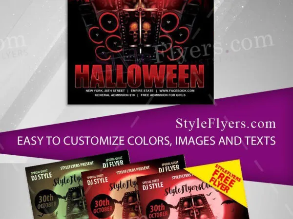 Spooky Black and Red Halloween Party Flyer Template 1