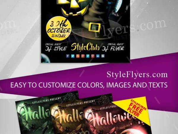 Spooky Disco Ball Halloween Flyer Template 1