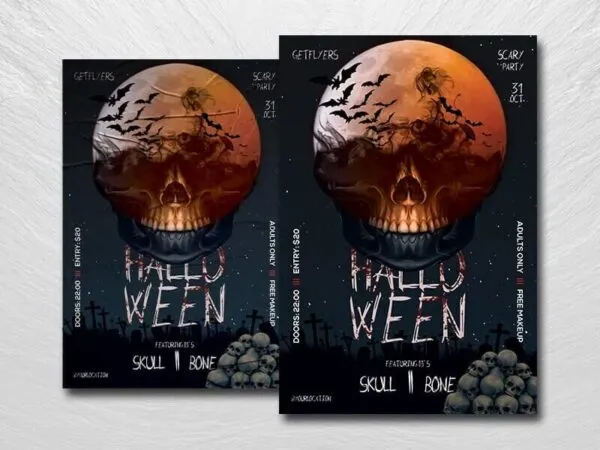 Spooky Halloween Night Party Flyer Template 1