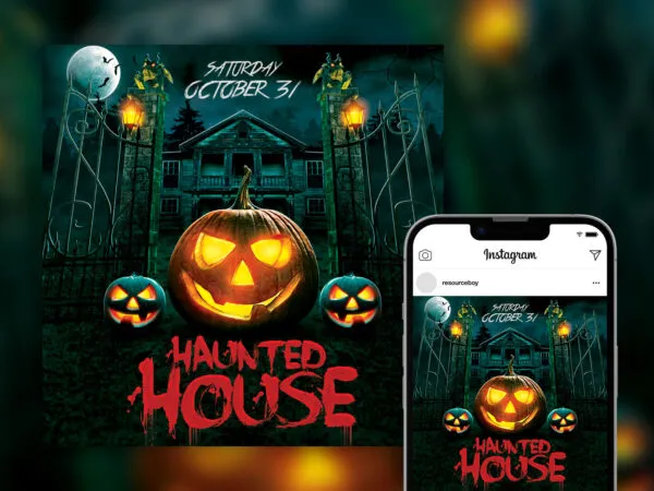 Spooky Halloween Night Party Instagram Post Template 1