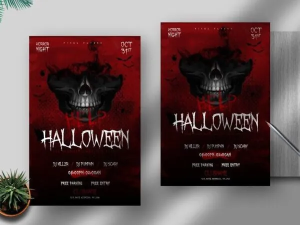Spooky Halloween Party Flyer Template 1