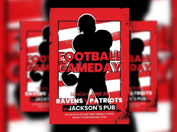 Sport Flyer Template Featuring Red and White Stripes at Background 1