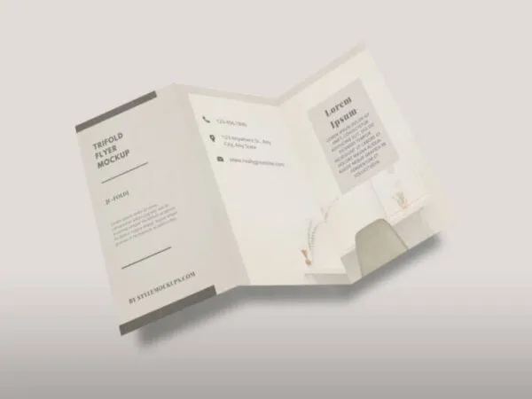 Spread Open Tri Fold DL Brochure Mockup 1