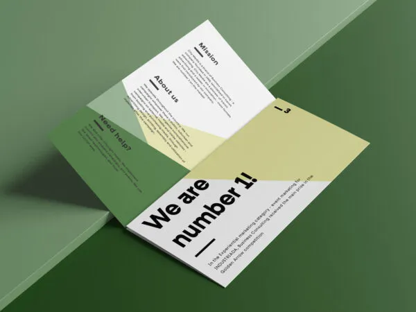 Spread Opened Trifold Brochure Mockup 1