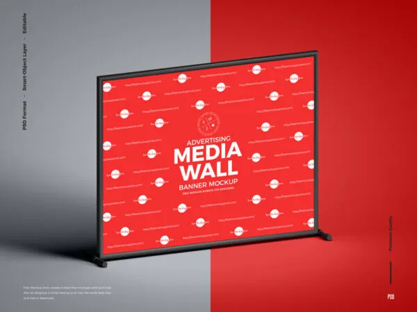 Square Advertising Framed Media Wall Banner Mockup 1