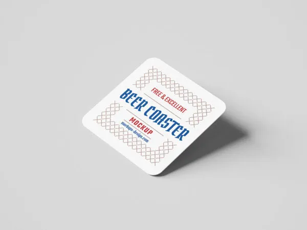 Square Beer Coaster in a Plain Background Mockup 1