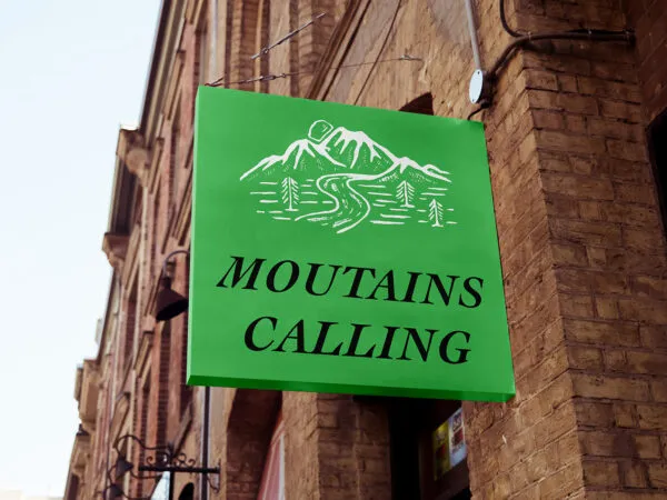 Square Big Sign Mockup on Building in Perspective View 1