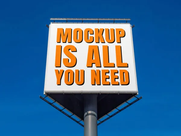Square Billboard on Blue Sky Mockup 1