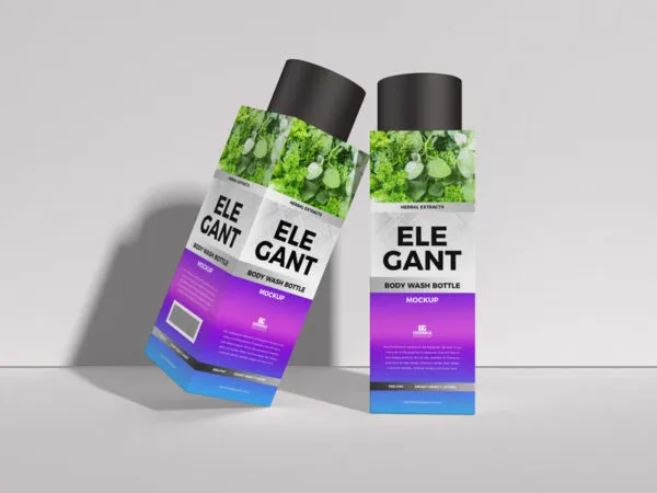 Square Bottle Body Wash Bottle Mockup 1