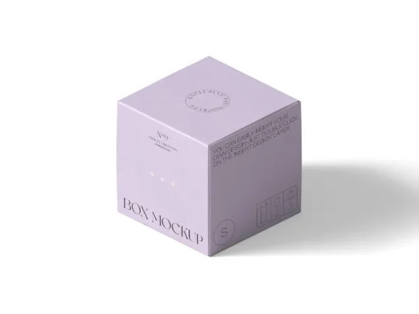 Square Box Mockup in Perspective View 1