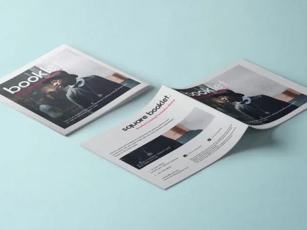 Square Brochure Mockup Along with a Booklet 1