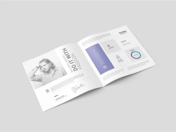Square Brochure Mockup in 4 Different Visions 1