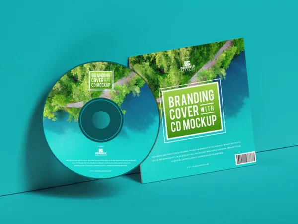 Square Cover with Floating CD Mockup 1