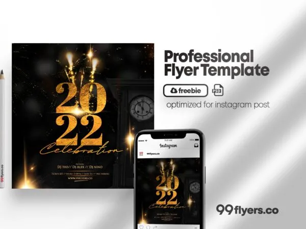 Square Elegant New Year Party Flyer Instagram Template 1