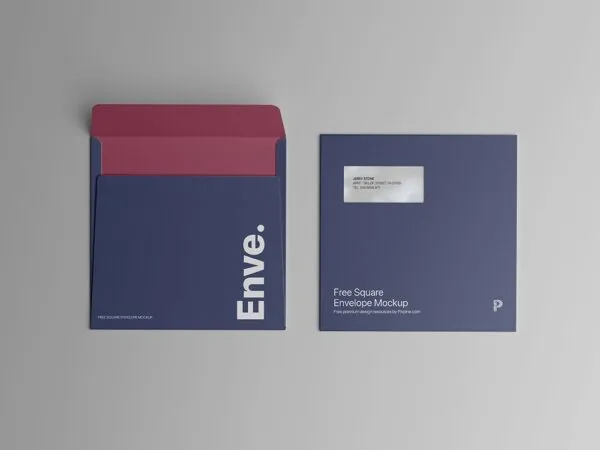 Square Envelope Mockup Featuring Front and Back Sides 1