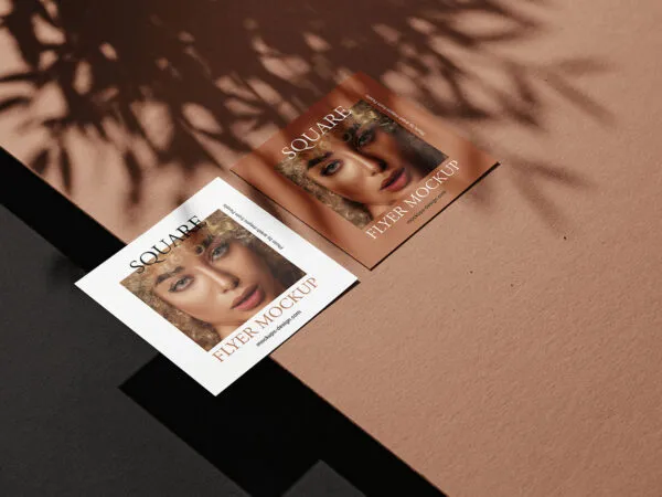 Square Flyers Mockup with Strong Shadows 1