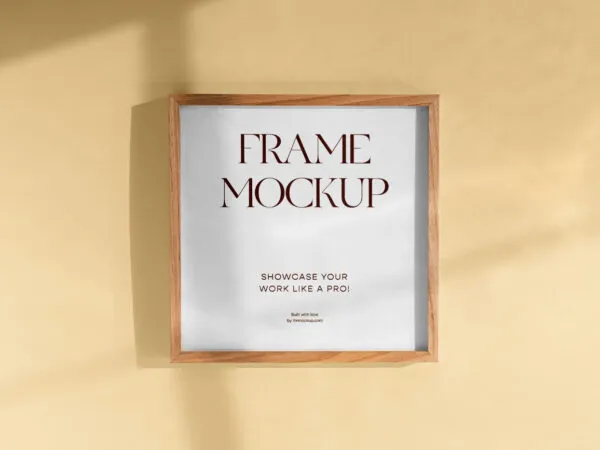 Square Frame Mockup on Wall in Facing View 1