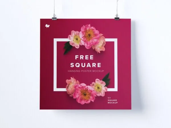 Square Hanging Poster Mockup 1