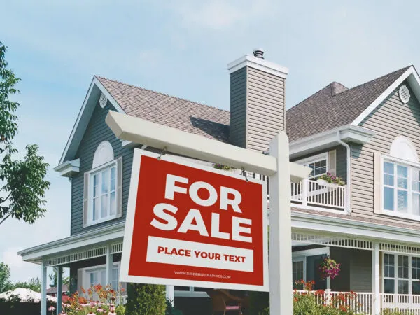 Square Hanging Real Estate Sign Mockup 1