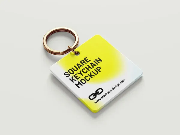 Square Keychain Mockup in 5 Sights 1