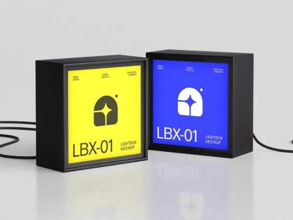 Square Lightbox Signages Mockup 1