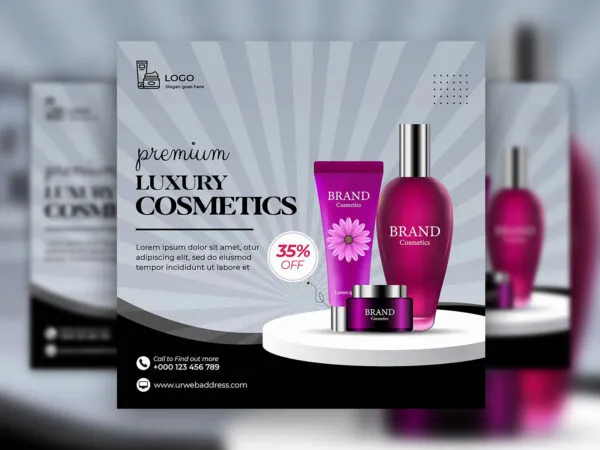 Square Modern Cosmetic Promotion Flyer Instagram Post Template 1