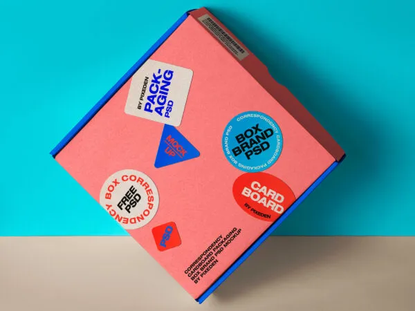 Square Packaging Box Mockup in Front View 1