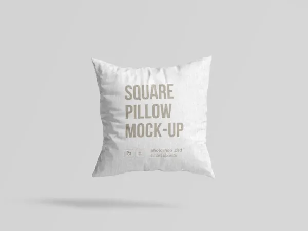 Square Pillow Mockup with Different Fabric Textures 1