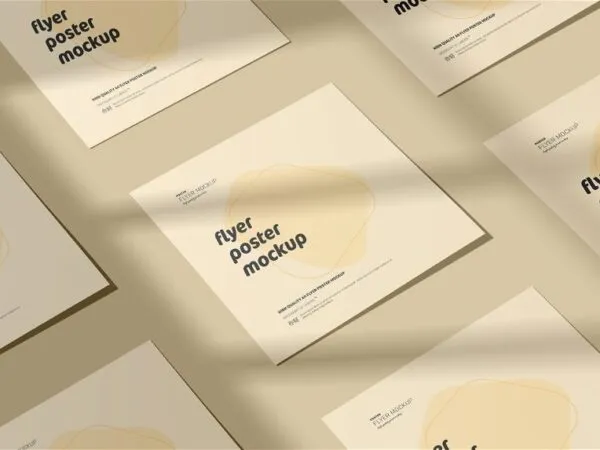 Square Poster Mockup in 4 Different Views 1
