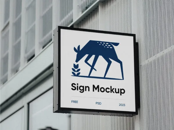 Square Sign Mockup in Perspective Vision 1