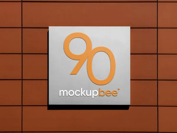 Square Signage on Wall Mockup 1