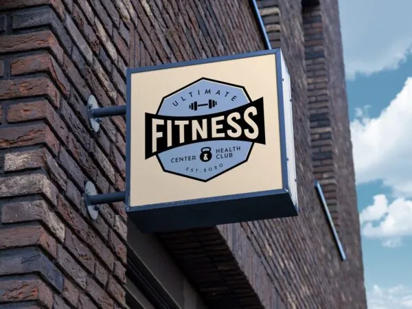 Square Signboard Mockup Attaching on Brick Wall 1