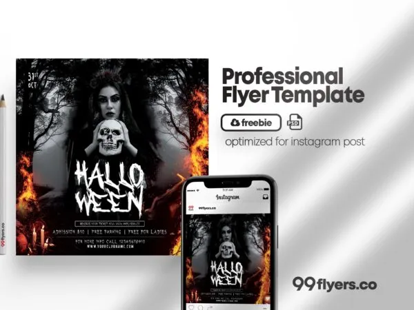 Square Spooky Halloween Party Flyer Instagram Template 1