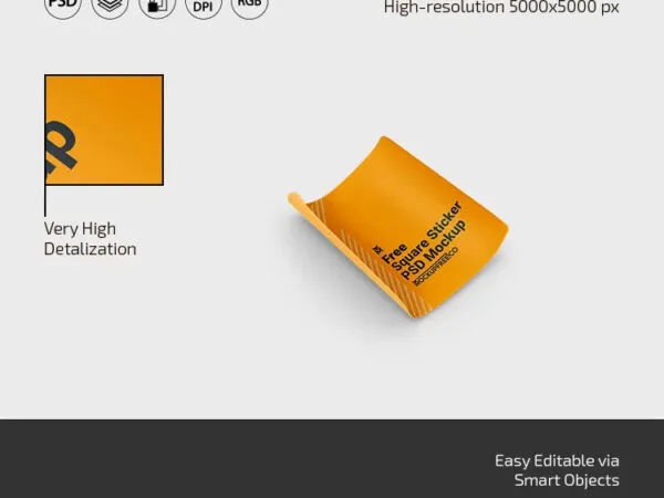 Square Sticker Mockup in 3 Sights 1